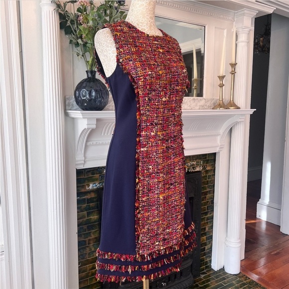 DIANE VON FURSTENBERG Jacey Rubiate Tweed Sleeveless Shift Dress Size 6 - Picture 4 of 16